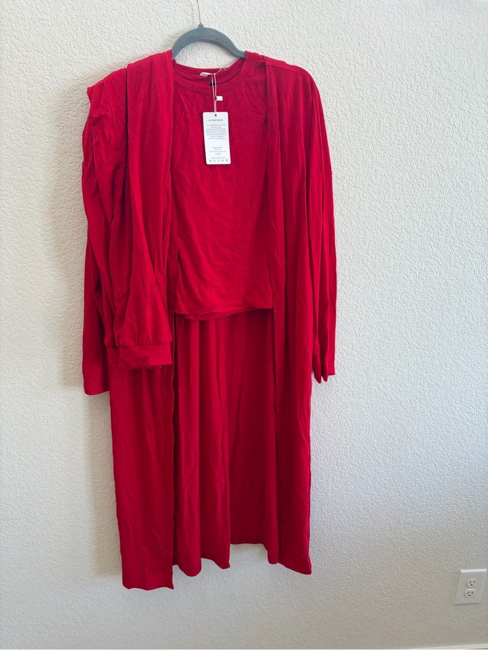 Red Long Sleeve, tank, pant, and cardigan Set - Women's Elegant Layered